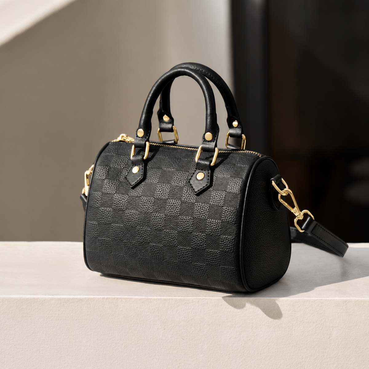 Mini Leather Boston Bag