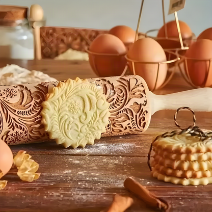 Engraved Christmas Cookie Rolling Pin