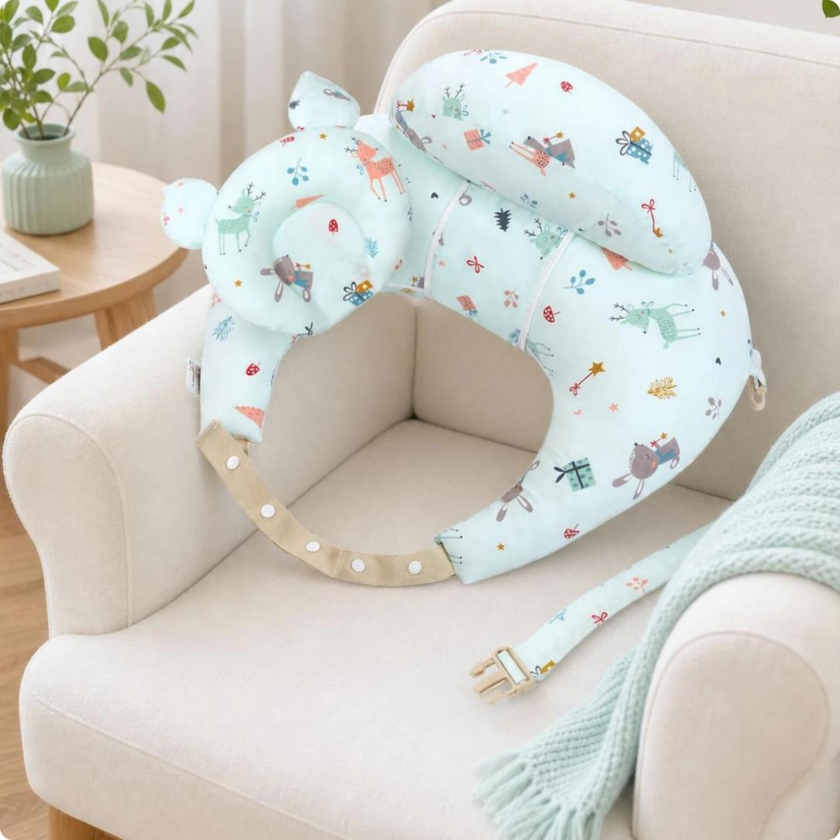 Adjustable Nursing Pillow with Baby Headrest