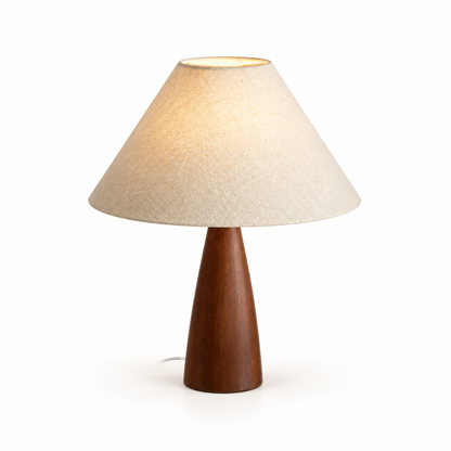 Wood-Base Cone Bedside Lamp