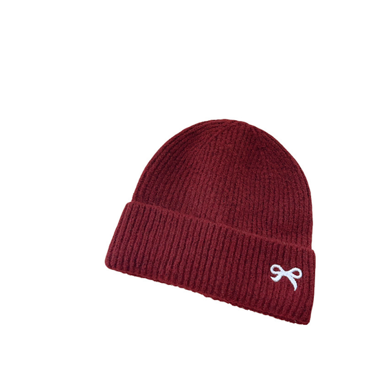 Little Bow Ribbed Knit Beanie