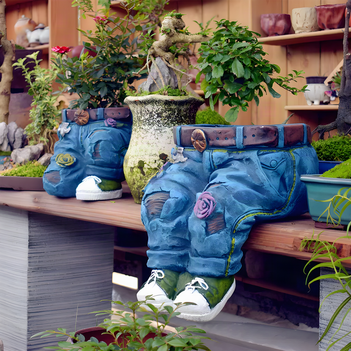Denim Jeans Planter Ornament