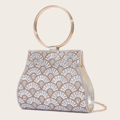 Rhinestone Ring-Handle Evening Bag
