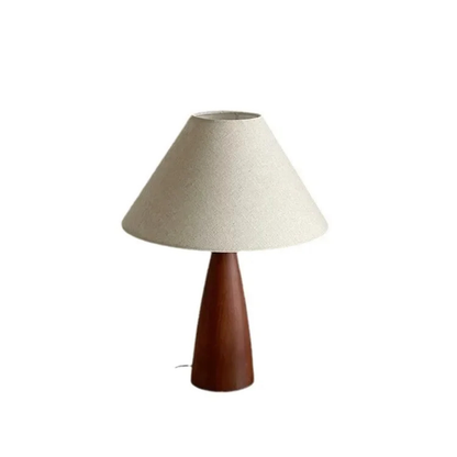 Wood-Base Cone Bedside Lamp