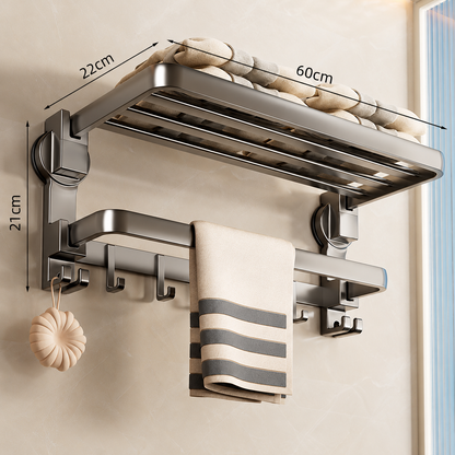 Suction-Cup Folding Towel Rack