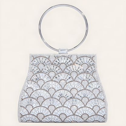 Rhinestone Ring-Handle Evening Bag