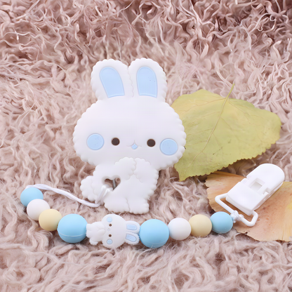 Bunny Teether and Pacifier Clip
