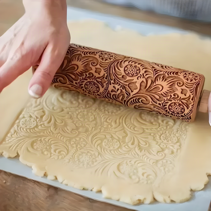 Engraved Christmas Cookie Rolling Pin