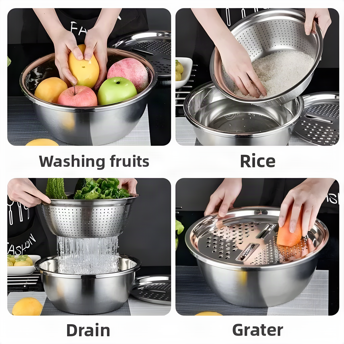 Stainless Steel Grater Bowl Set